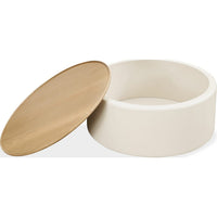 Oslo Lift-Top Coffee Table, Storage, Casters in Barley-White Wood 35 Inch Round-BM354955
