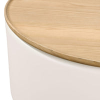 Oslo Lift-Top Coffee Table, Storage, Casters in Barley-White Wood 35 Inch Round-BM354955