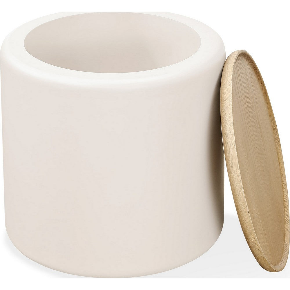 Oslo Lift-Top Round End Table, Hidden Storage, Barley-Off White Wood 19 Inch - BM354956
