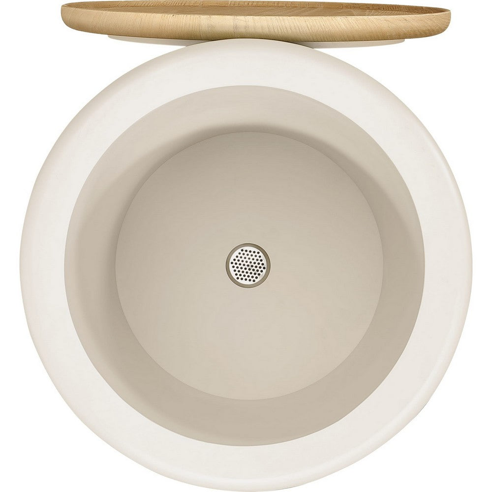 Oslo Lift-Top Round End Table, Hidden Storage, Barley-Off White Wood 19 Inch - BM354956