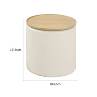 Oslo Lift-Top Round End Table, Hidden Storage, Barley-Off White Wood 19 Inch - BM354956
