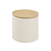 Oslo Lift-Top Round End Table, Hidden Storage, Barley-Off White Wood 19 Inch - BM354956