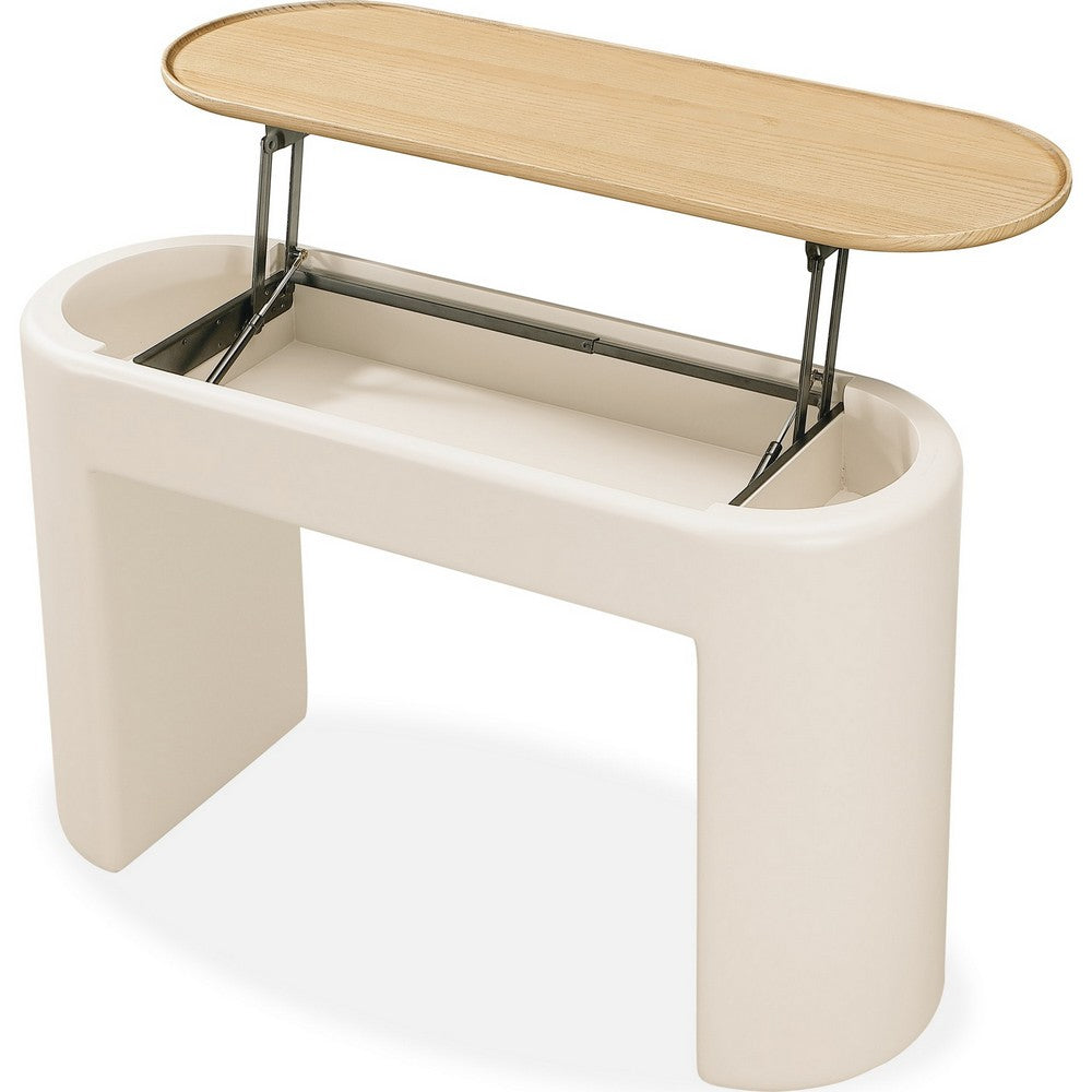 Oslo Lift-Top Console Table with Barley Soft-Close Top, Off-White Wood 48 Inch-BM354957