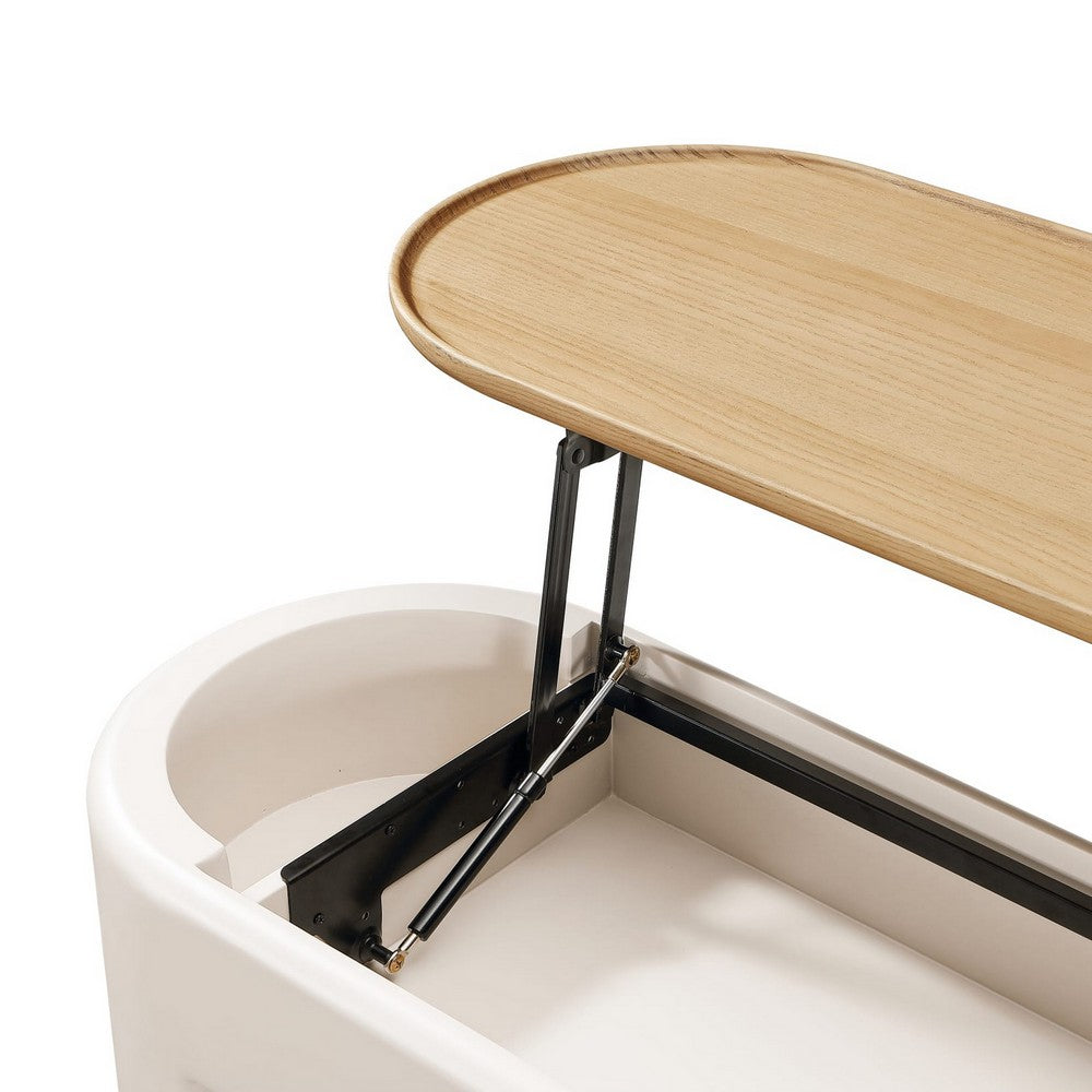 Oslo Lift-Top Console Table with Barley Soft-Close Top, Off-White Wood 48 Inch-BM354957