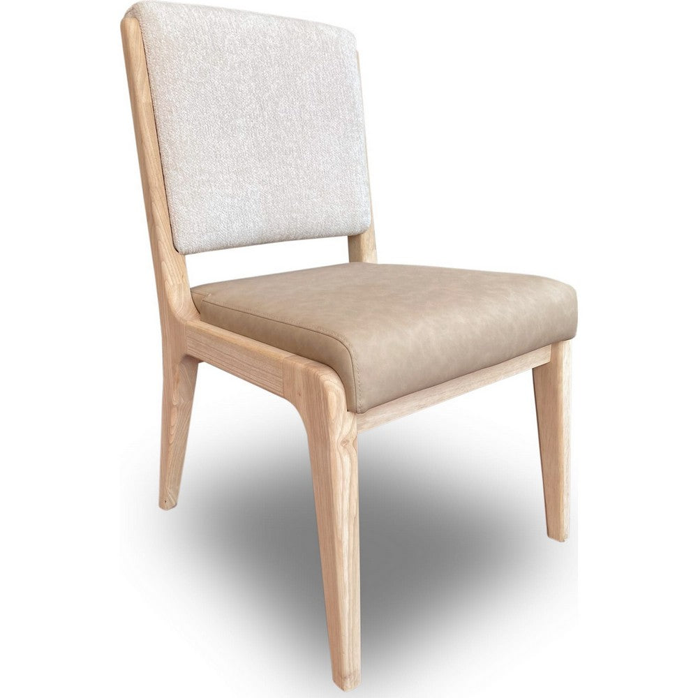Zoya Dining Side Chair, Dune Chenille Back, Faux Leather Seat, White Sand-BM354965