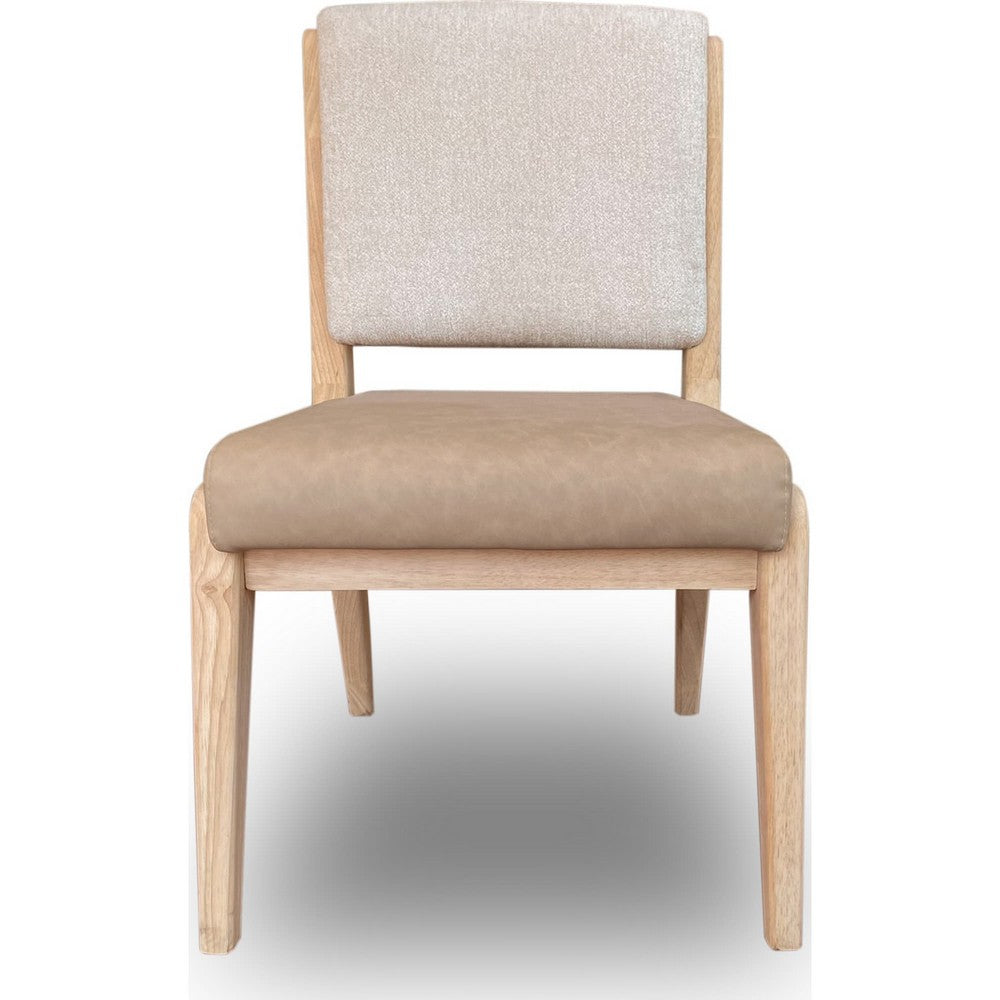 Zoya Dining Side Chair, Dune Chenille Back, Faux Leather Seat, White Sand-BM354965
