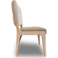 Zoya Dining Side Chair, Dune Chenille Back, Faux Leather Seat, White Sand-BM354965