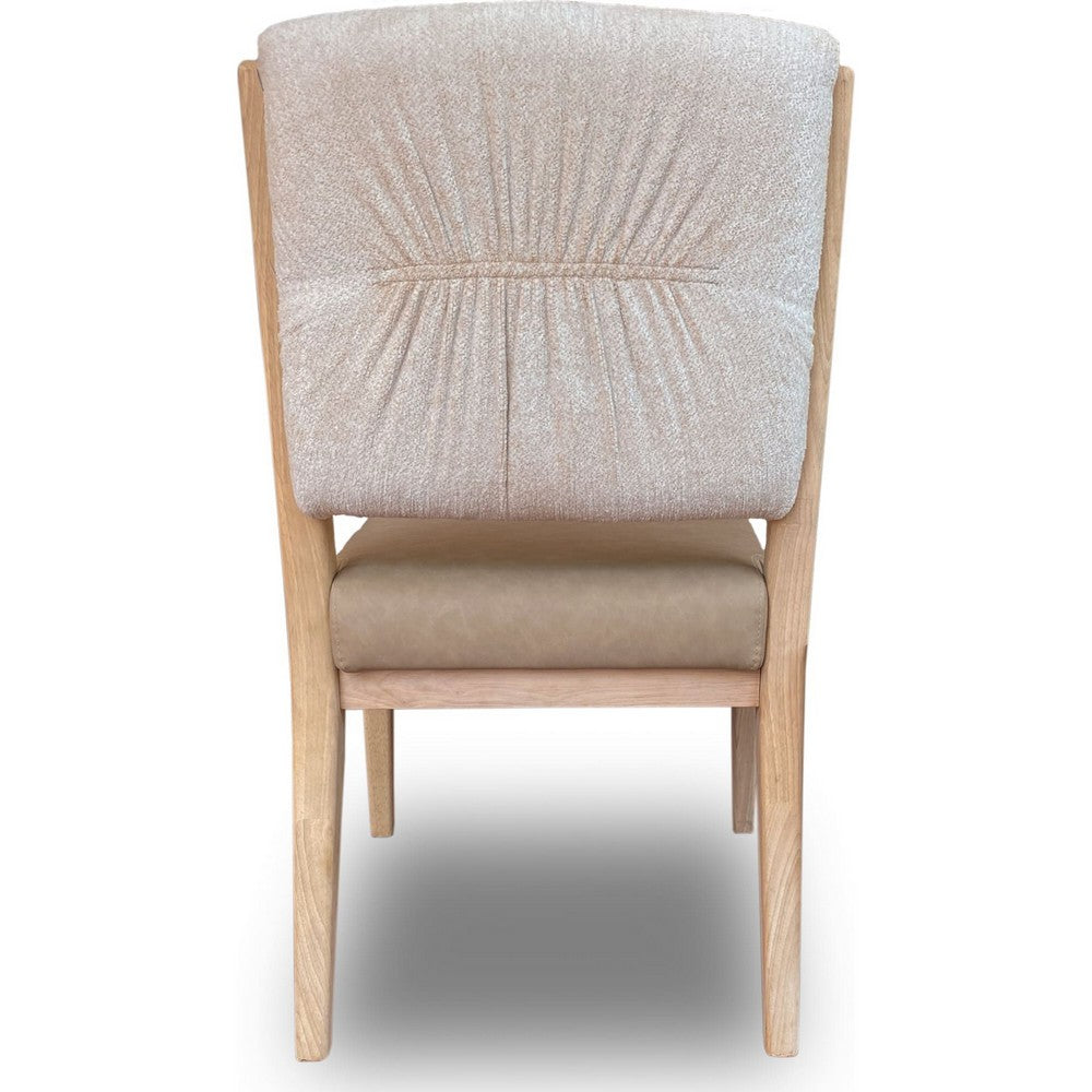 Zoya Dining Side Chair, Dune Chenille Back, Faux Leather Seat, White Sand-BM354965