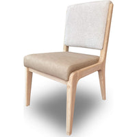 Zoya Dining Side Chair, Dune Chenille Back, Faux Leather Seat, White Sand-BM354965