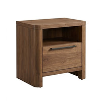 Toyo Nightstand, 1 Drawer and Open Cubby, English Walnut Brown, Black - BM354967
