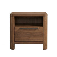 Toyo Nightstand, 1 Drawer and Open Cubby, English Walnut Brown, Black - BM354967