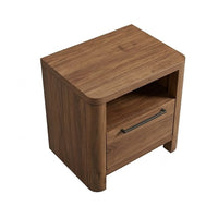 Toyo Nightstand, 1 Drawer and Open Cubby, English Walnut Brown, Black - BM354967