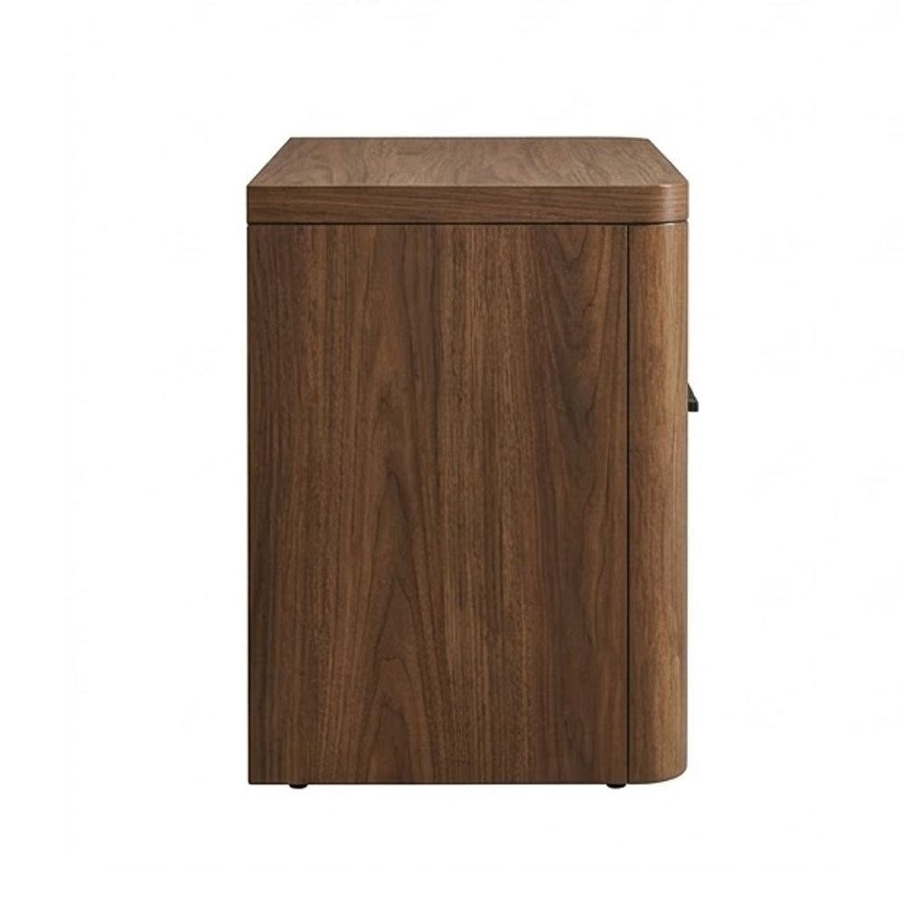Toyo Nightstand, 1 Drawer and Open Cubby, English Walnut Brown, Black - BM354967