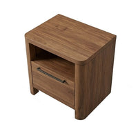 Toyo Nightstand, 1 Drawer and Open Cubby, English Walnut Brown, Black - BM354967