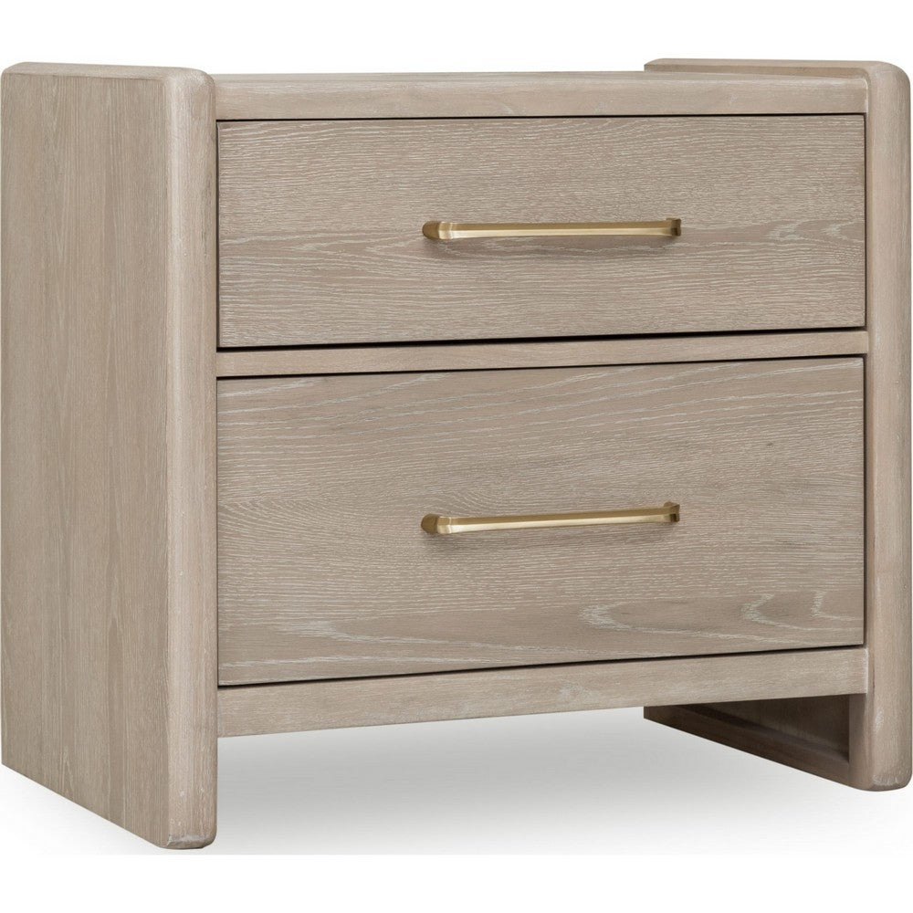 Giva Nightstand, 2 Drawers, Wide Panel Legs, Bronze, Matte Chai Brown-BM354972