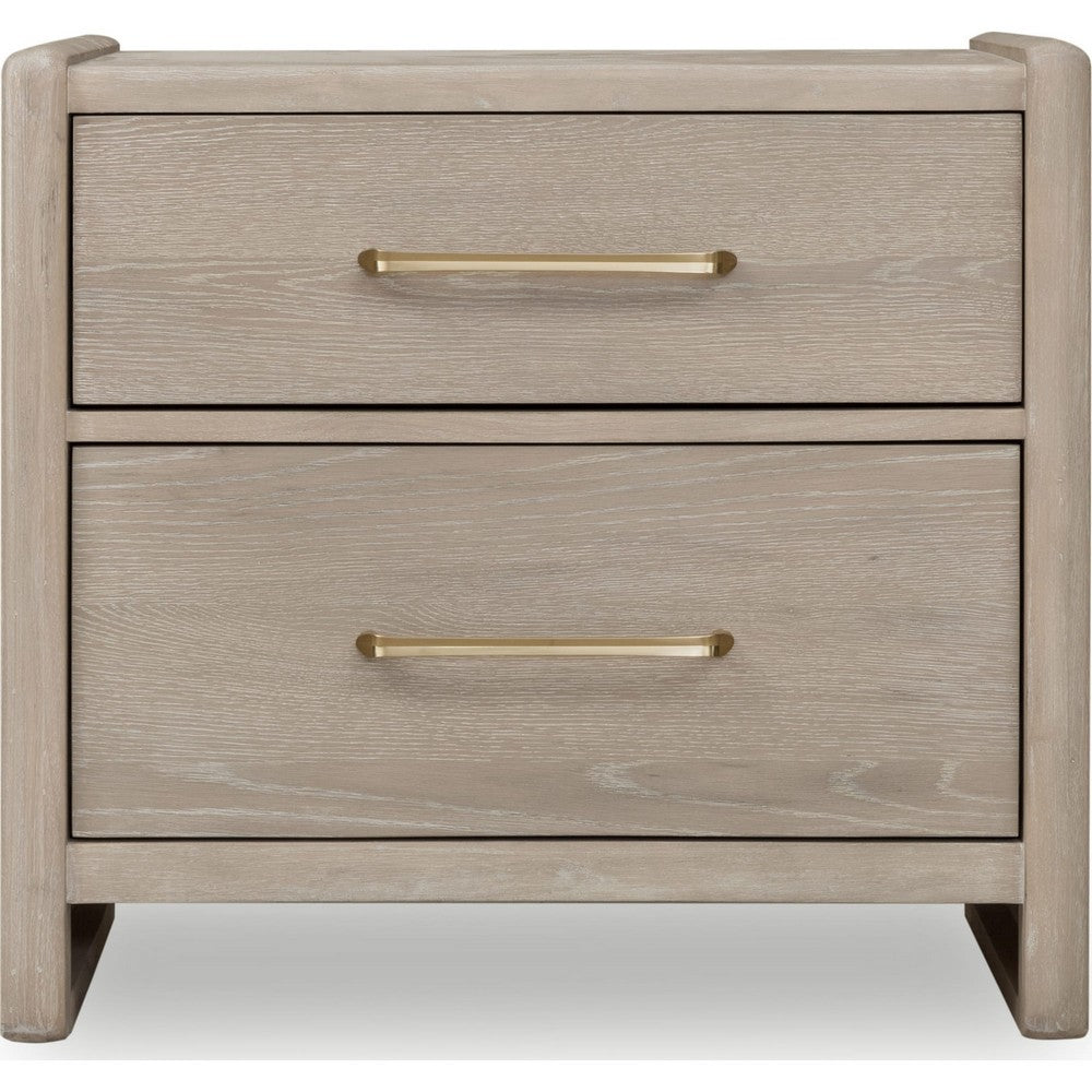 Giva Nightstand, 2 Drawers, Wide Panel Legs, Bronze, Matte Chai Brown-BM354972