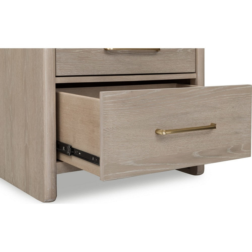 Giva Nightstand, 2 Drawers, Wide Panel Legs, Bronze, Matte Chai Brown-BM354972