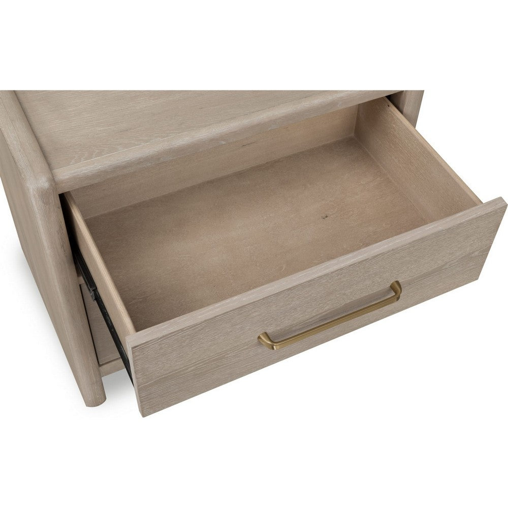 Giva Nightstand, 2 Drawers, Wide Panel Legs, Bronze, Matte Chai Brown-BM354972