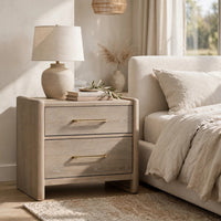 Giva Nightstand, 2 Drawers, Wide Panel Legs, Bronze, Matte Chai Brown-BM354972