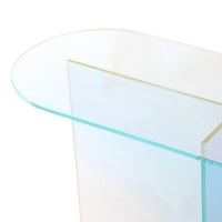Tira Sofa Console Table, X Base, Beveled Iridescent Glass 42 Inch-BM354985