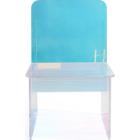 Tira Dining Side Chair, Square Seat, Wide Panel Legs, Iridescent Acrylic-BM354986