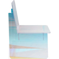 Tira Dining Side Chair, Square Seat, Wide Panel Legs, Iridescent Acrylic-BM354986