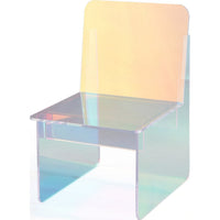 Tira Dining Side Chair, Square Seat, Wide Panel Legs, Iridescent Acrylic-BM354986