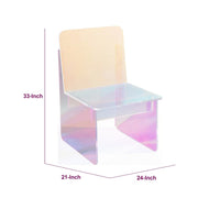 Tira Dining Side Chair, Square Seat, Wide Panel Legs, Iridescent Acrylic-BM354986