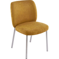Tira Dining Side Chair, Foam Seat, Pineapple Yellow Chenille, Chrome Legs-BM354987