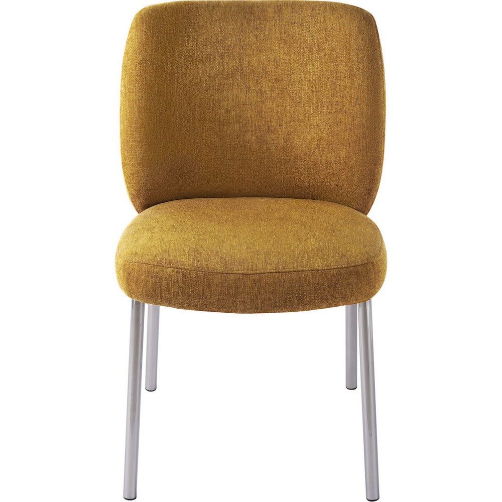 Tira Dining Side Chair, Foam Seat, Pineapple Yellow Chenille, Chrome Legs-BM354987