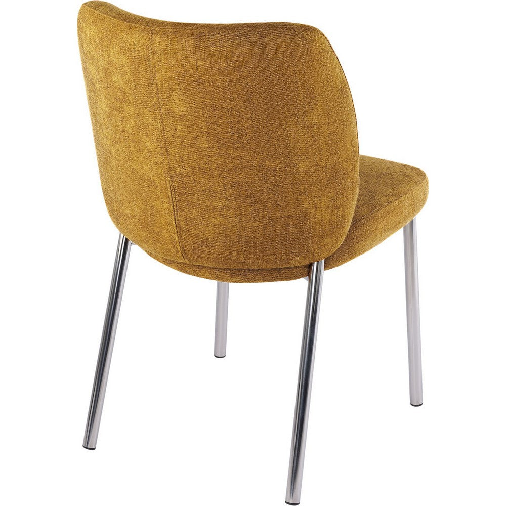 Tira Dining Side Chair, Foam Seat, Pineapple Yellow Chenille, Chrome Legs-BM354987