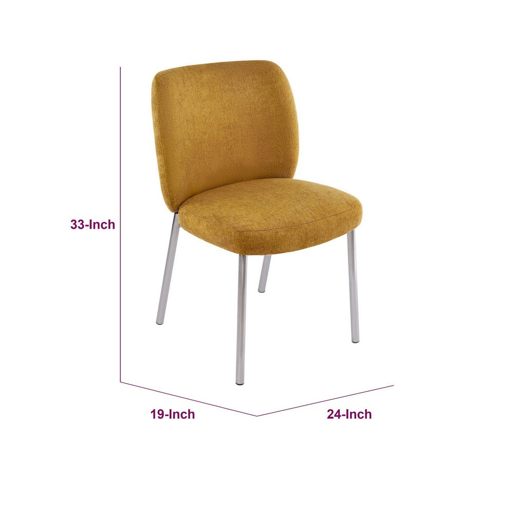 Tira Dining Side Chair, Foam Seat, Pineapple Yellow Chenille, Chrome Legs-BM354987