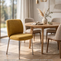 Tira Dining Side Chair, Foam Seat, Pineapple Yellow Chenille, Chrome Legs-BM354987