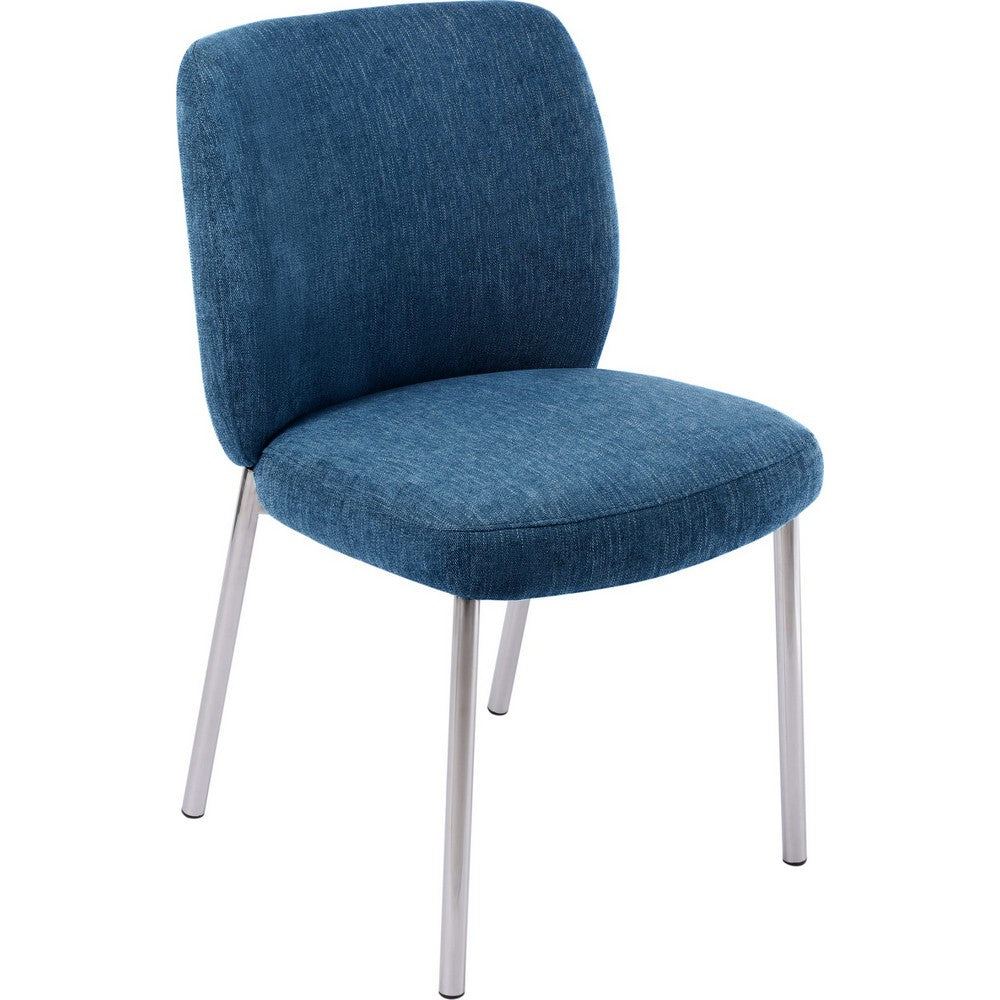 Tira Dining Side Chair, Foam Seat, Azure Blue Chenille, Chrome Legs-BM354988