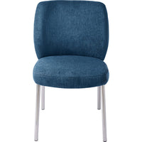 Tira Dining Side Chair, Foam Seat, Azure Blue Chenille, Chrome Legs-BM354988