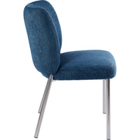 Tira Dining Side Chair, Foam Seat, Azure Blue Chenille, Chrome Legs-BM354988