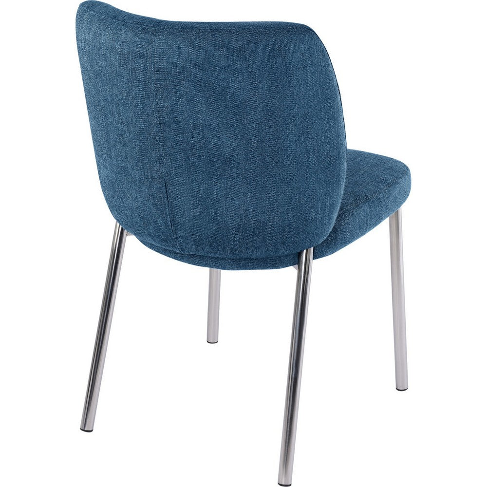 Tira Dining Side Chair, Foam Seat, Azure Blue Chenille, Chrome Legs-BM354988
