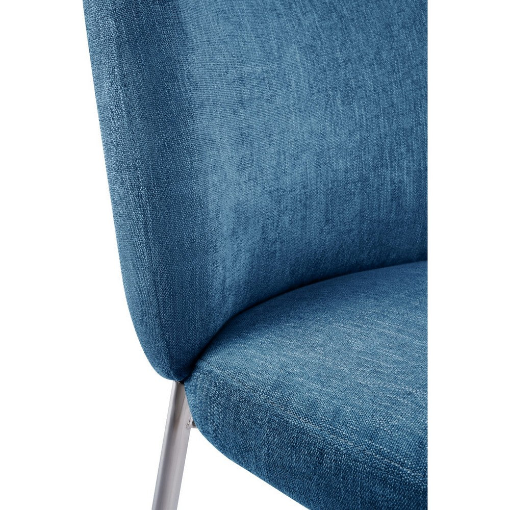 Tira Dining Side Chair, Foam Seat, Azure Blue Chenille, Chrome Legs-BM354988