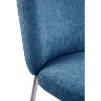 Tira Dining Side Chair, Foam Seat, Azure Blue Chenille, Chrome Legs-BM354988