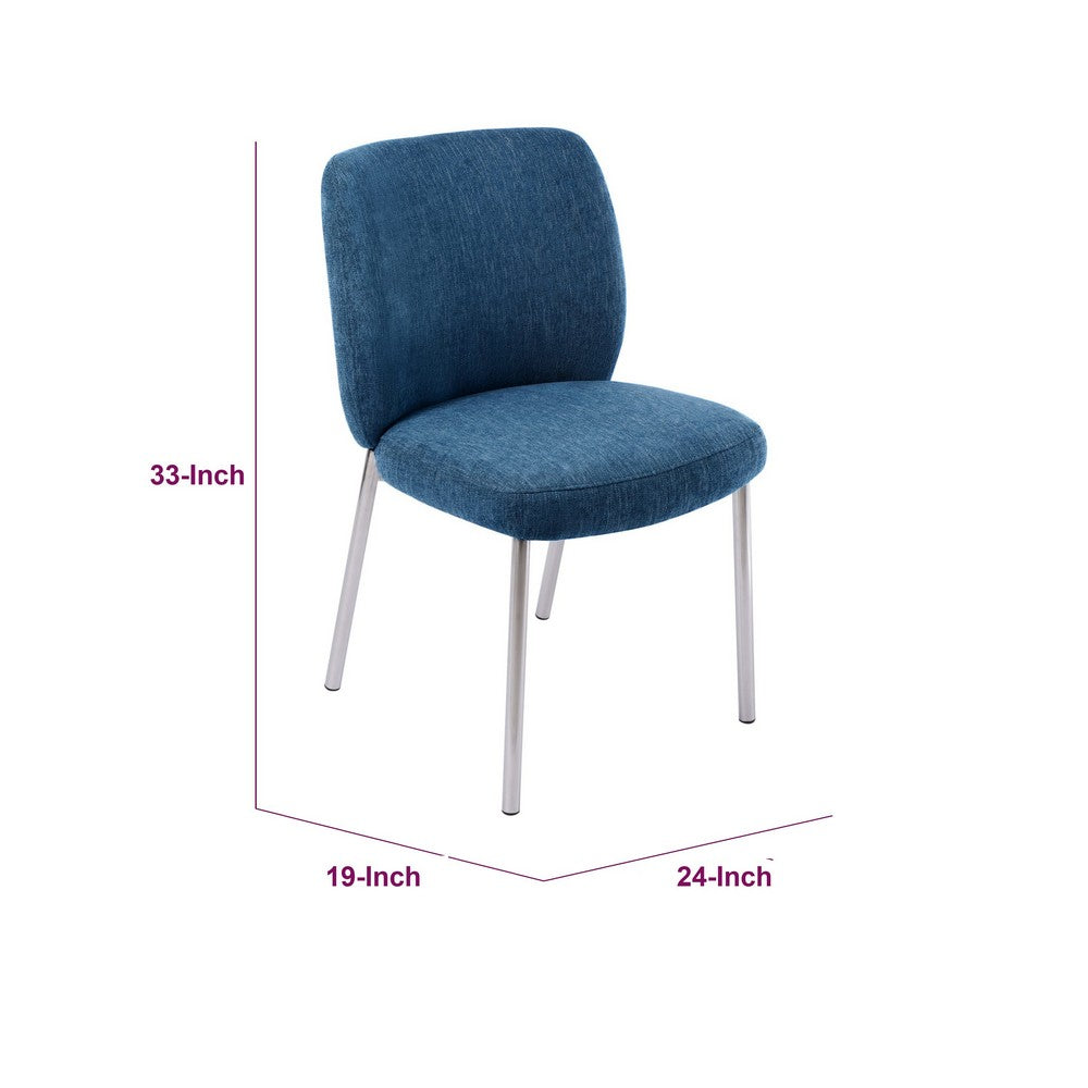 Tira Dining Side Chair, Foam Seat, Azure Blue Chenille, Chrome Legs-BM354988