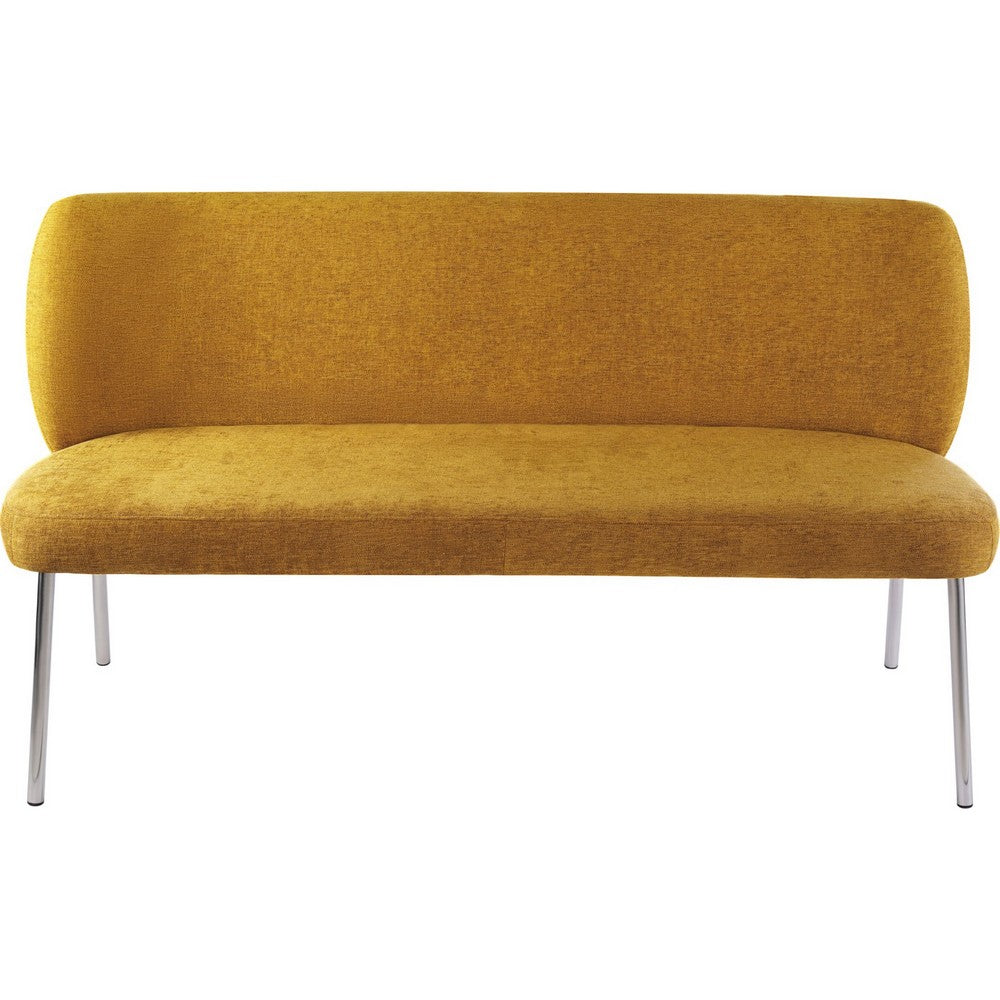 Tira Dining Bench, Foam Seat, Pineapple Yellow Chenille, Chrome 60 Inch-BM354989