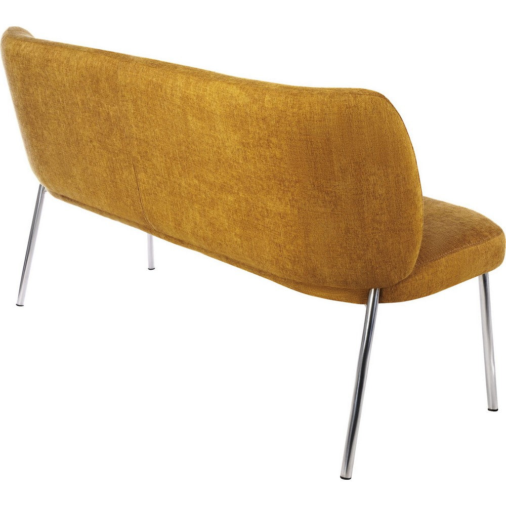 Tira Dining Bench, Foam Seat, Pineapple Yellow Chenille, Chrome 60 Inch-BM354989