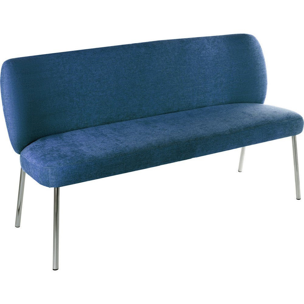 Tira Dining Bench, Foam Seat, Azure Blue Chenille, Chrome Legs 60 Inch-BM354990