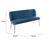 Tira Dining Bench, Foam Seat, Azure Blue Chenille, Chrome Legs 60 Inch-BM354990