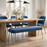 Tira Dining Bench, Foam Seat, Azure Blue Chenille, Chrome Legs 60 Inch-BM354990