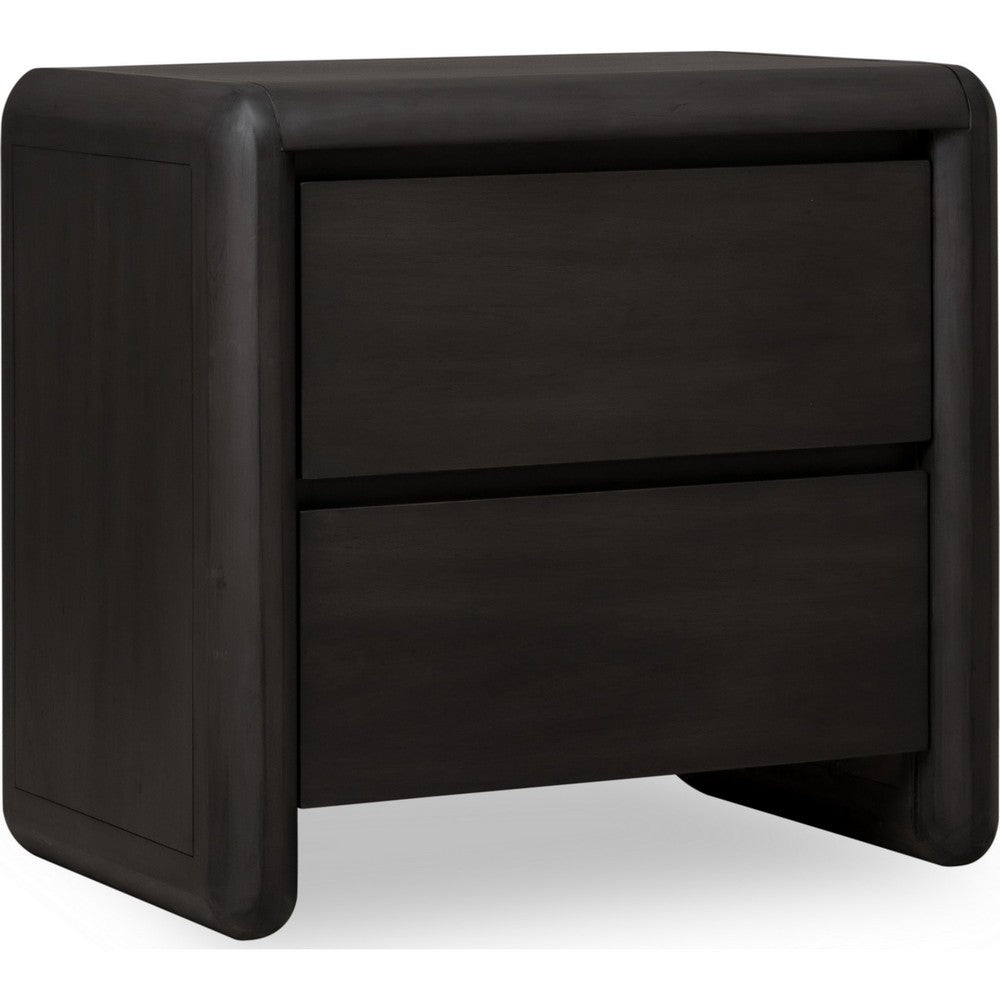 Zanny Nightstand with 2 Drawers, Solid Acacia Wood, Jaguar Black-BM355005