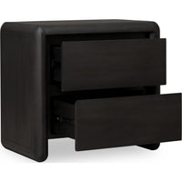Zanny Nightstand with 2 Drawers, Solid Acacia Wood, Jaguar Black-BM355005