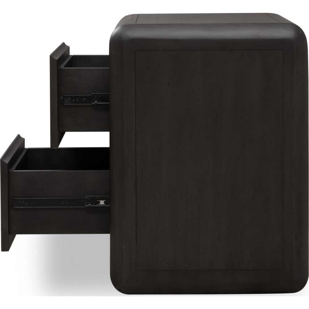 Zanny Nightstand with 2 Drawers, Solid Acacia Wood, Jaguar Black-BM355005