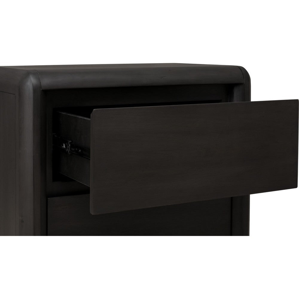 Zanny Nightstand with 2 Drawers, Solid Acacia Wood, Jaguar Black-BM355005