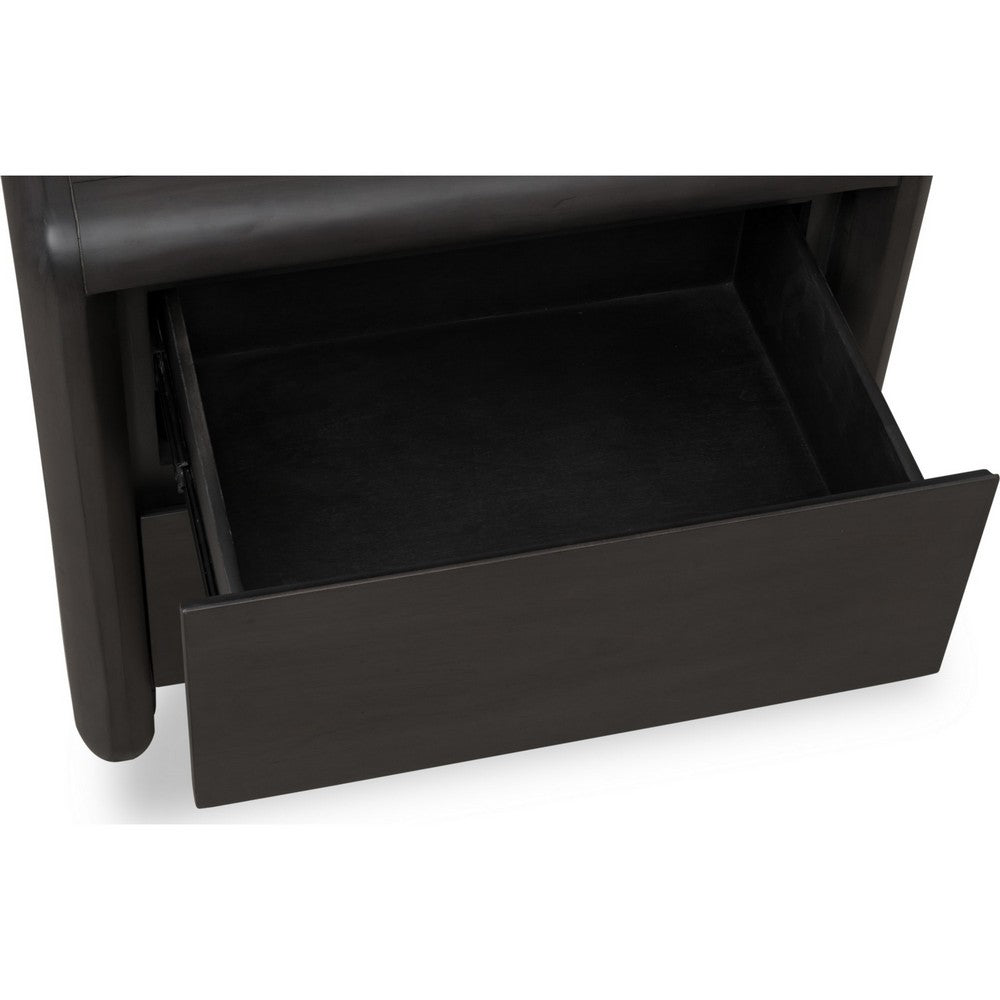 Zanny Nightstand with 2 Drawers, Solid Acacia Wood, Jaguar Black-BM355005